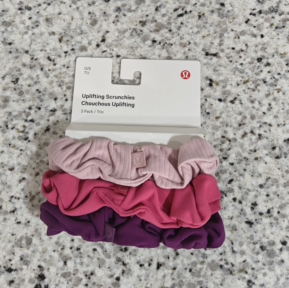 lululemon Uplifting Scrunchies 3 Pack, Chilled Grape/Raspberry Coulis/Pink Haze